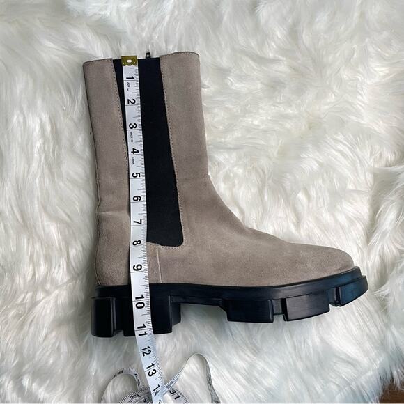 Free People | Women’s Brooks Lug Sole Chelsea Boots Suede Cream & Black Platform - Picture 11 of 13
